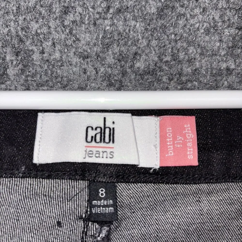 CAbi Jeans Womens Size 8 Black  Exposed Buttons Straight #4149 - Picture 3 of 11